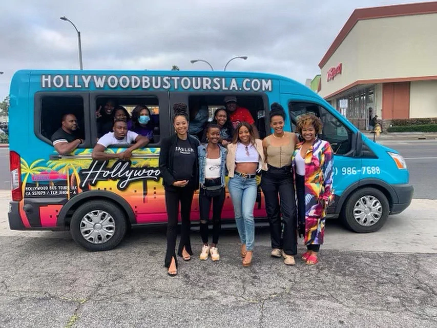 Tourists with Hollywood Bus Tours