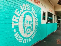 Tres Tacos restaurant mural in Los Angeles farmers market area