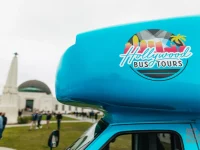 Hollywood Bus Tours vehicle near Griffith Observatory Los Angeles