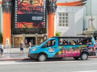 Hollywood bus tour outside TCL Chinese Theatre on Hollywood Boulevard