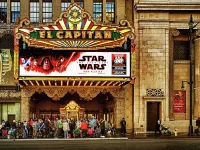 El Capitan Theatre marquee on Hollywood Boulevard Los Angeles