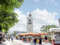 Original Farmers Market Los Angeles clock tower and shopping area