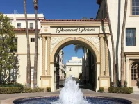 Paramount Pictures studio entrance arch in Hollywood Los Angeles